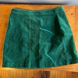 Emerald green corduroy mini skirt